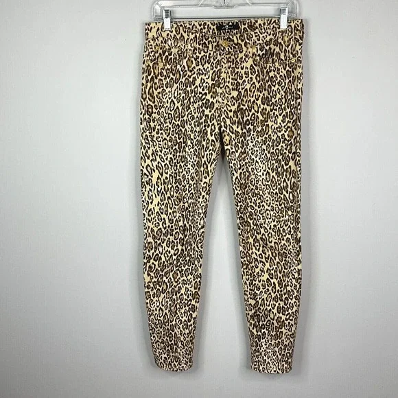 7 For All Mankind | Jeans | 7 For All Mankind Womens Size 27 The Slim  Cigarette Pant Gold Zips Cheetah Print